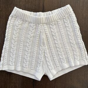 White Medium Cable Knit Lounge Shorts